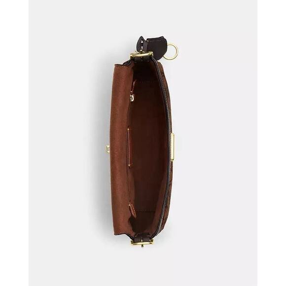 NWT Coach Etta Small Flap Shoulder Bag in Signature Chenille CCV65 Gold - Picture 10 of 15